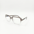 TR 251137 - EYEGLASS - MEN - GEOMETRIC SQUARE - ANGULAR EDGES - SPRING HINGES - GREY TRANSLUCENT