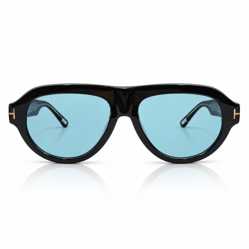 TF 1225 - ACETATE - BOLD - BLACK - BLUE - FLAT TOP AVIATOR - HIGH QUALITY