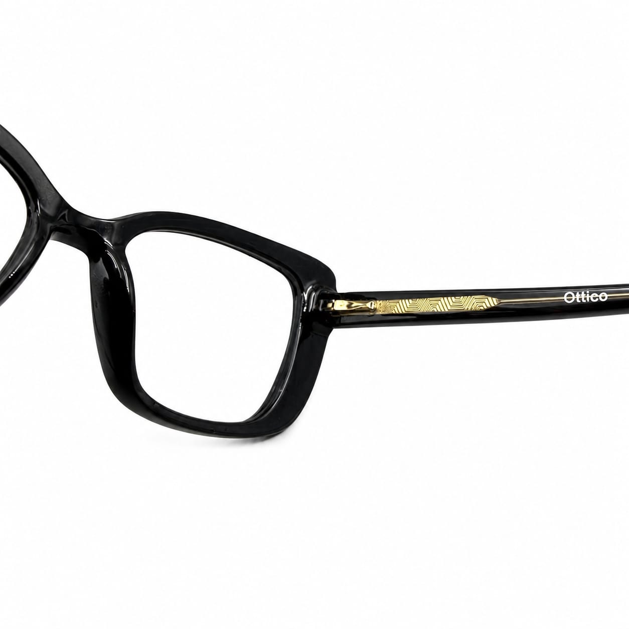 EYEWEAR 82098 - GLOSSY BLACK - GOLD DECORATIVE - CATEYE - INNER METAL CORE - PREMIUM - LADIES