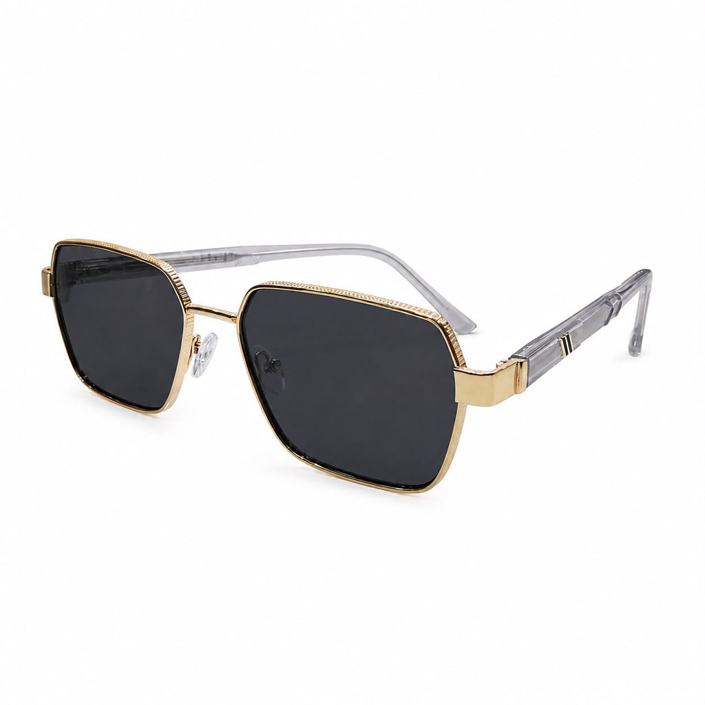 MAYBACH 1312 - CUT SQUARE - GOLDEN BLACK -  GREY TRANSPARENT PREMIUM SIDE LOOK - SPRING STICKS - UNISEX