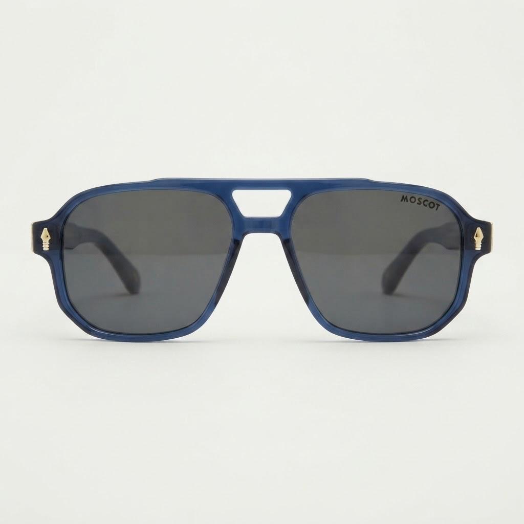 MOSCOT 98320 - SUNGLASS - CRYSTAL NAVY BLUE - DOUBLE BRIDGE - NAVIGATOR SQUARE - SILVER - TORTOISE - PREMIUM
