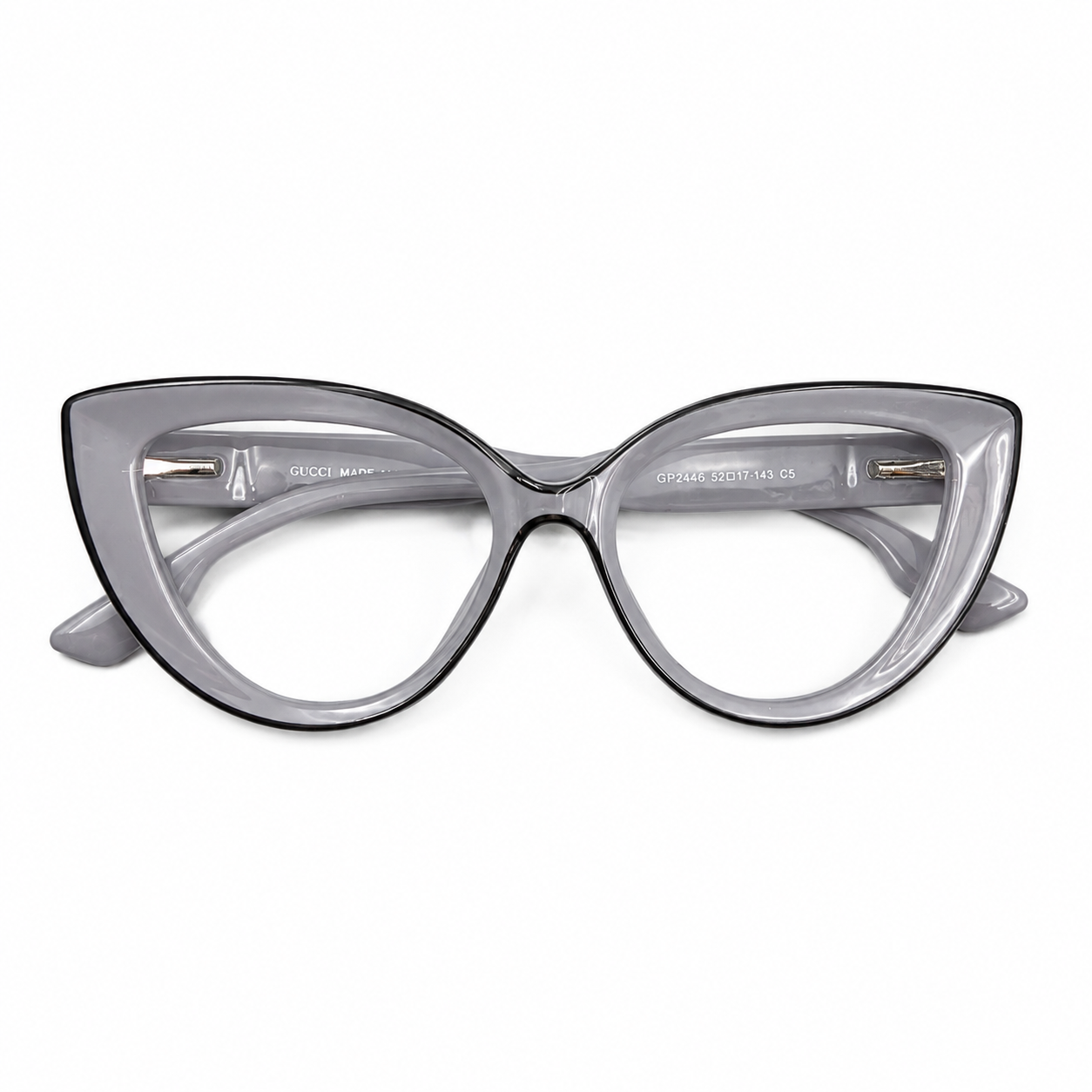 GC 2446 - EYEWEAR - LADIES - GREY - BLACK OUTLINE - POINTED CATEYE - PREMIUM BRANDING