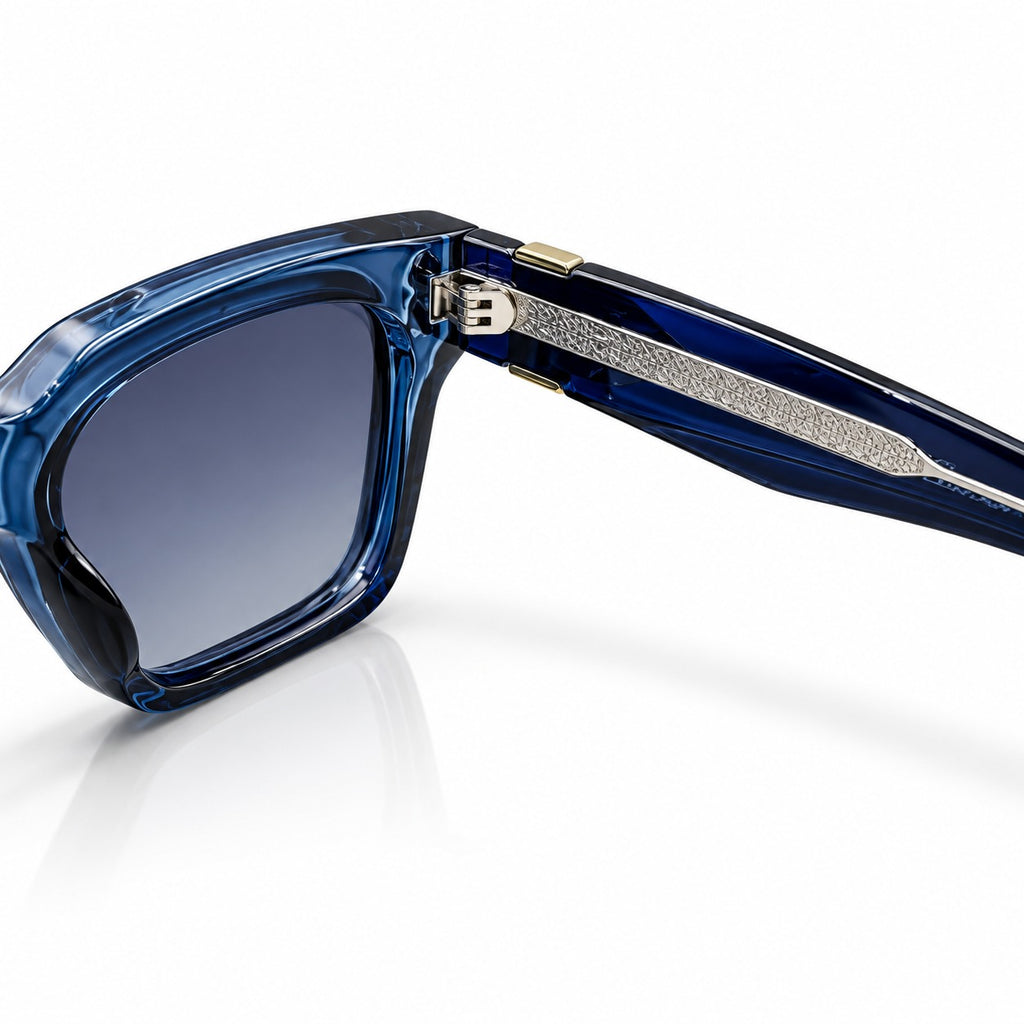 CARTIER - OCEANIC BLUE - CUT SQUARE - BLUE GRADIENT  - GOLDEN RIVET - ACETATE