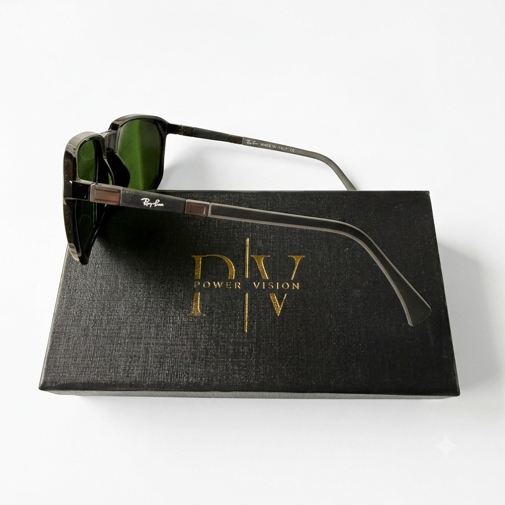 RB 91132 - SUNGLASS - BLACK - PREMIUM GREEN - FIBRE SIDES - PREMIUM QUALITY