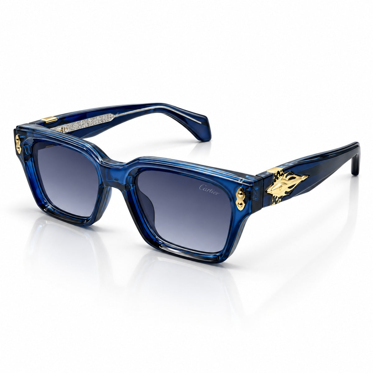 CARTIER - OCEANIC BLUE - CUT SQUARE - BLUE GRADIENT  - GOLDEN RIVET - ACETATE
