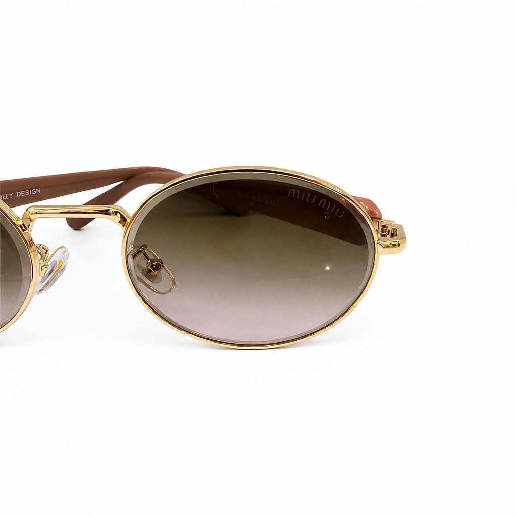 MIU MIU 5G148 - SHADES - LADIES - OVAL - TRENDY - GOLDEN - TEA PINK - DESIGNER - PREMIUM