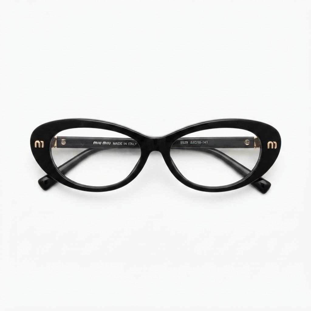 MIU MIU 5529 - OVAL CATEYE - TRENDY - BLACK - EYEWEAR - WOMEN - QUALITY