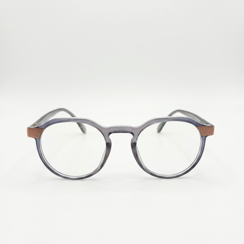 EYEGLASSES - ROUND - GREY - BEIGE TOUCH - SPRING HINGES - DAILYWEAR