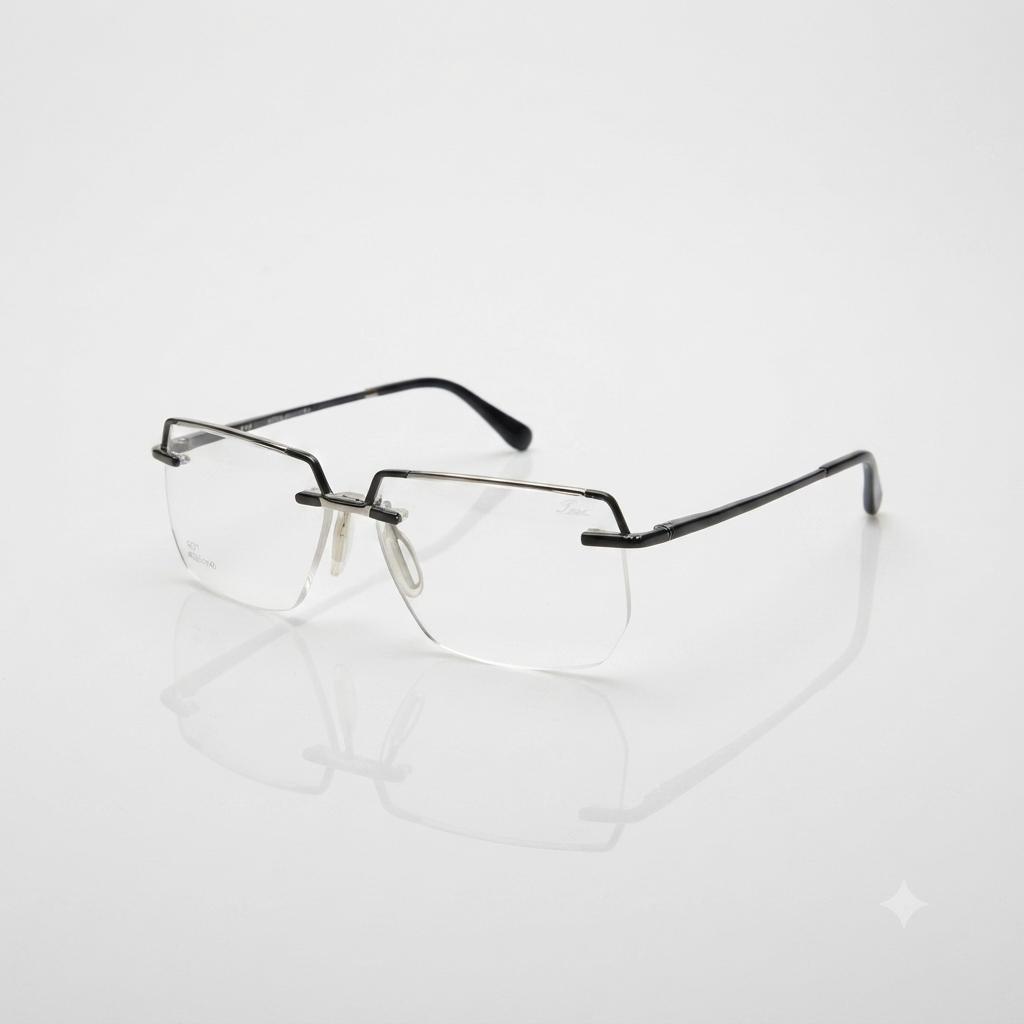 CAZAL 6221 - EYEWEAR - RIMLESS - METALLIC GUN - SILVER - GEOMETRIC SQUARE - PREMIUM
