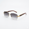 CR 0001 - SUNGLASS - RIMLESS - DOUBLE SHADED - CUT SQUARE - WOOD