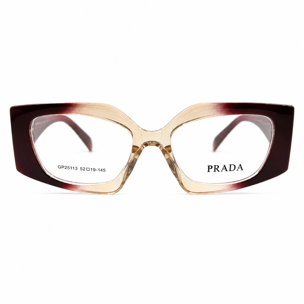 PR 25113 - UNIQUE - NARROW CATEYE - BURGUNDY - CHAMPAGNE - WOMEN - PREMIUM - QUALITY
