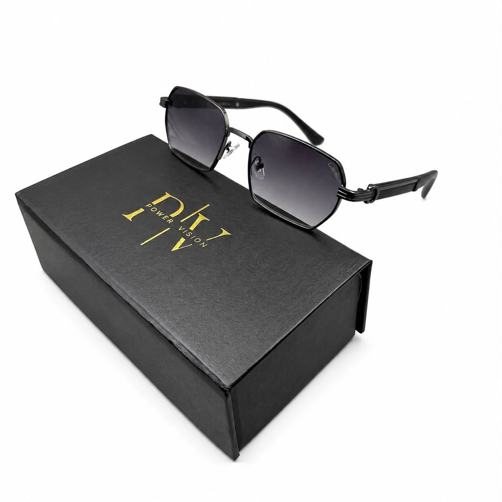 CR 23670 - SUNGLASS - CUT SQUARE - GUN METALLIC - GREY WOOD - GREY GRADIENT - PREMIUM