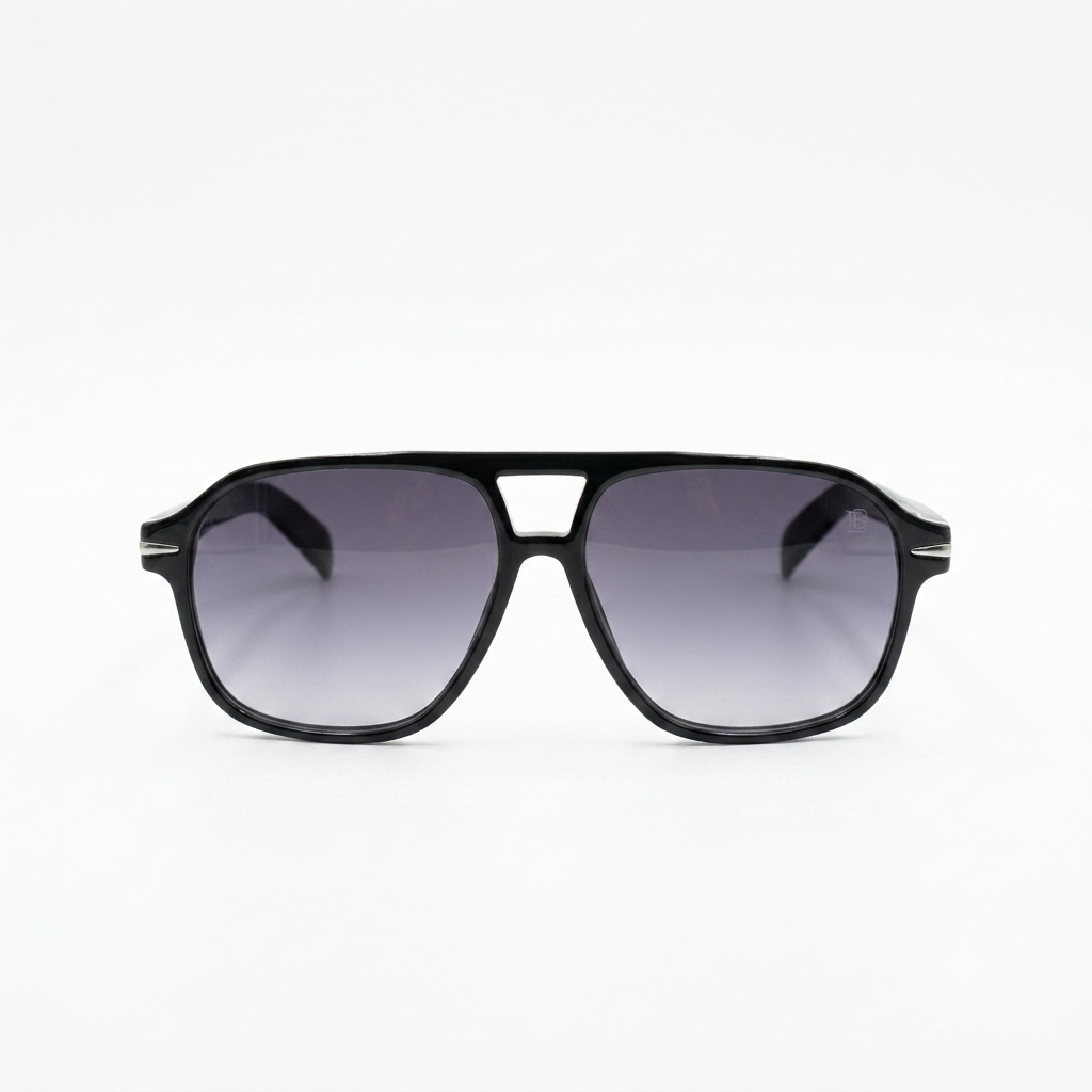 DB 7018 - SUNGLASS - DOUBLE BRIDGE - DOUBLE SHADE - BLACK - UV400