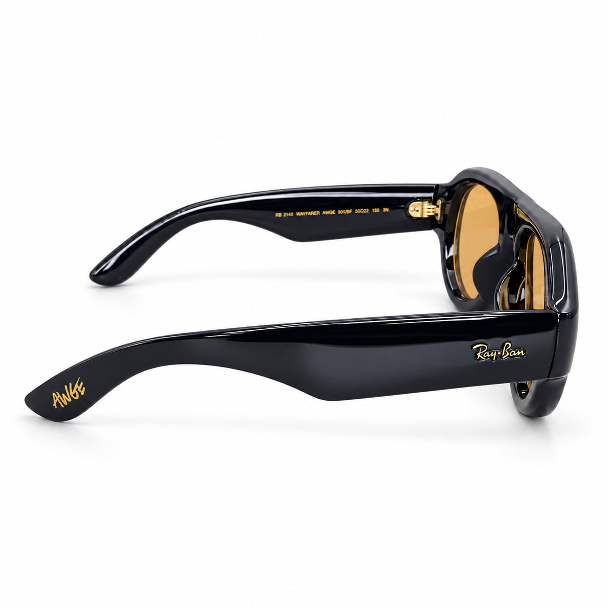 RB X AWGE 4925 - PUFFER - AVIATOR - BOLD - BLACK - WARM AMBER - ACETATE - HIGH QUALITY