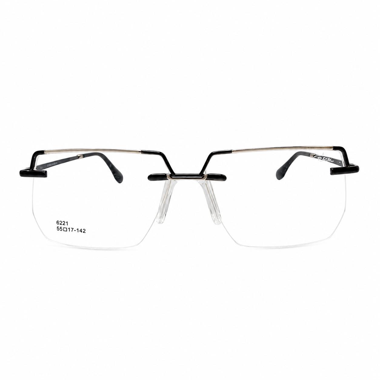CAZAL 6221 - EYEWEAR - RIMLESS - METALLIC GUN - SILVER - GEOMETRIC SQUARE - PREMIUM