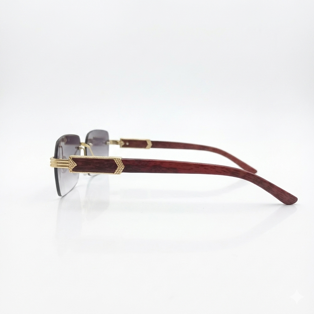CR 0001 - SUNGLASS - RIMLESS - DOUBLE SHADED - CUT SQUARE - WOOD