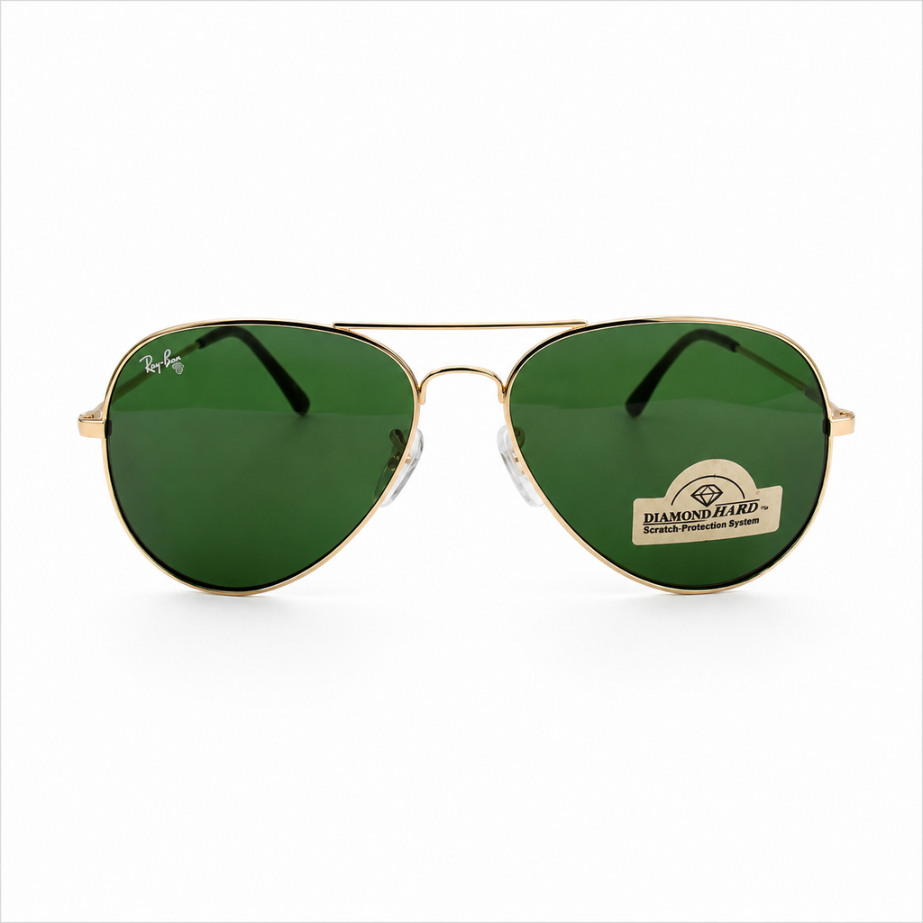 RB 3026 - AVIATAR - GLASS - GOLDEN - RB PREMIUM GREEN - DIAMOND HART - SCRATCH RESISTANT