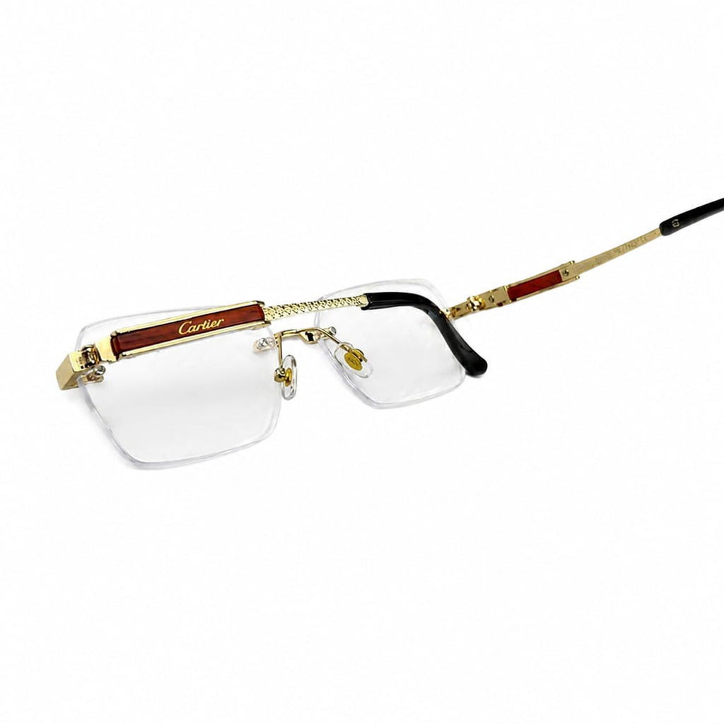 CR 018 - SOPHISTICATED - RIMLESS - HEXAGON - GOLDEN - WOOD TEMPLE - QUALITY