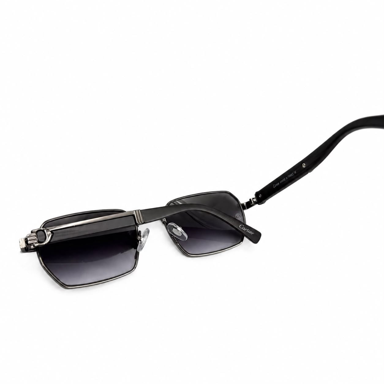 CR 23670 - SUNGLASS - CUT SQUARE - GUN METALLIC - GREY WOOD - GREY GRADIENT - PREMIUM