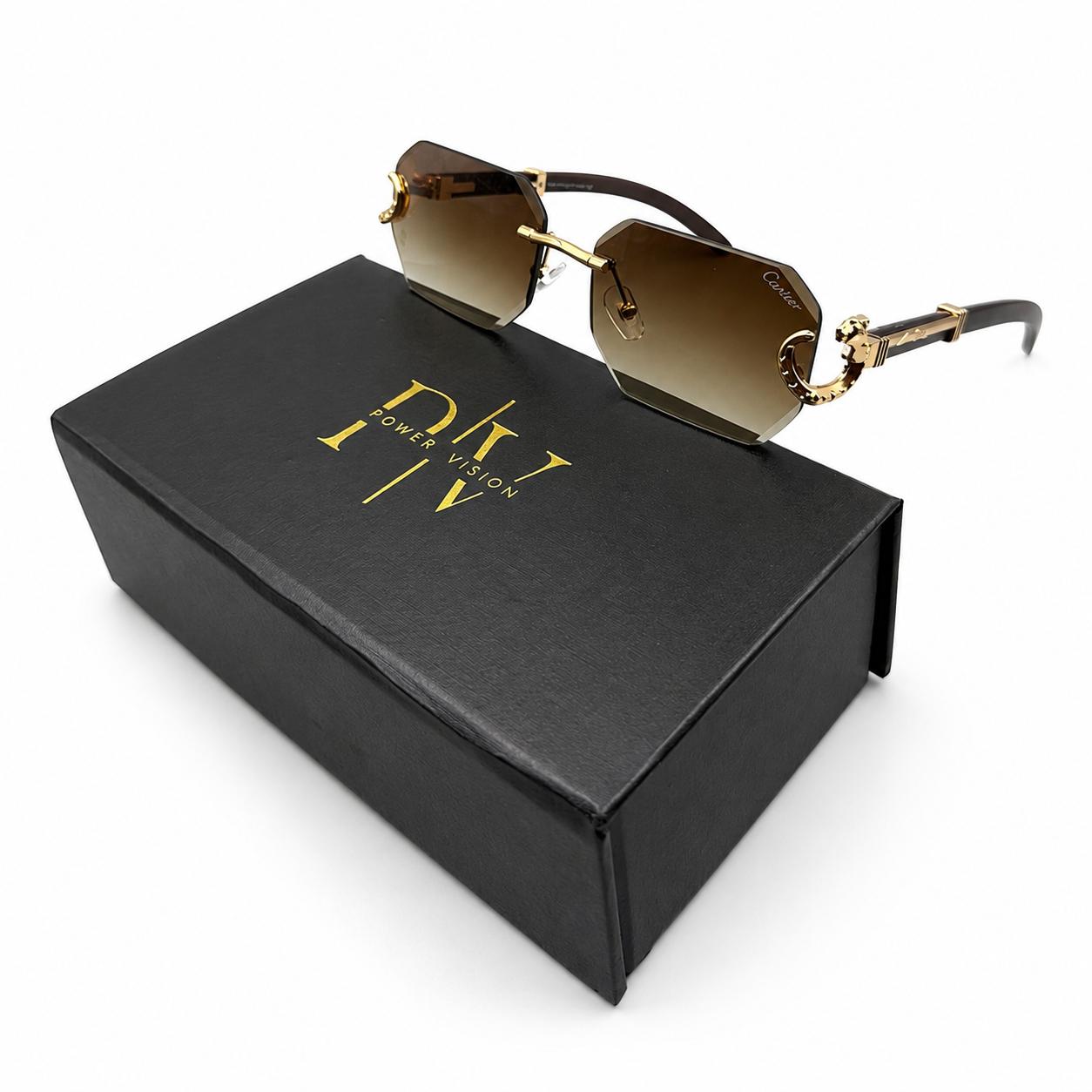 CR 23668 - CLASSY - RIMLESS - BEVEL CUT SQUARE - GOLDEN BROWN DOUBLE SHADED - PREMIUM