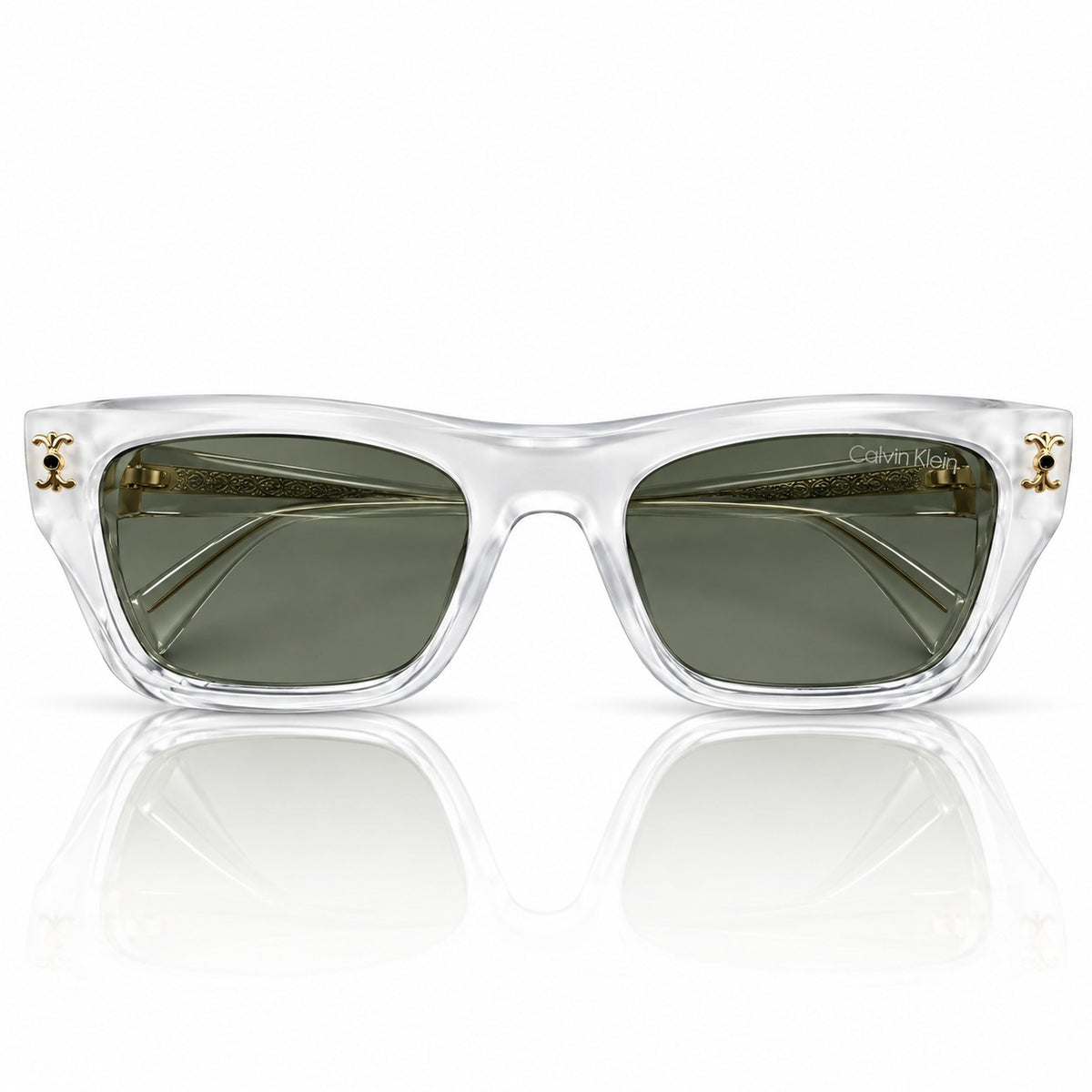 CK - BOLD - MATTE WHITE + LOWER CRYSTAL TRANSPARENT - GREEN GRADIENT - SQUARE