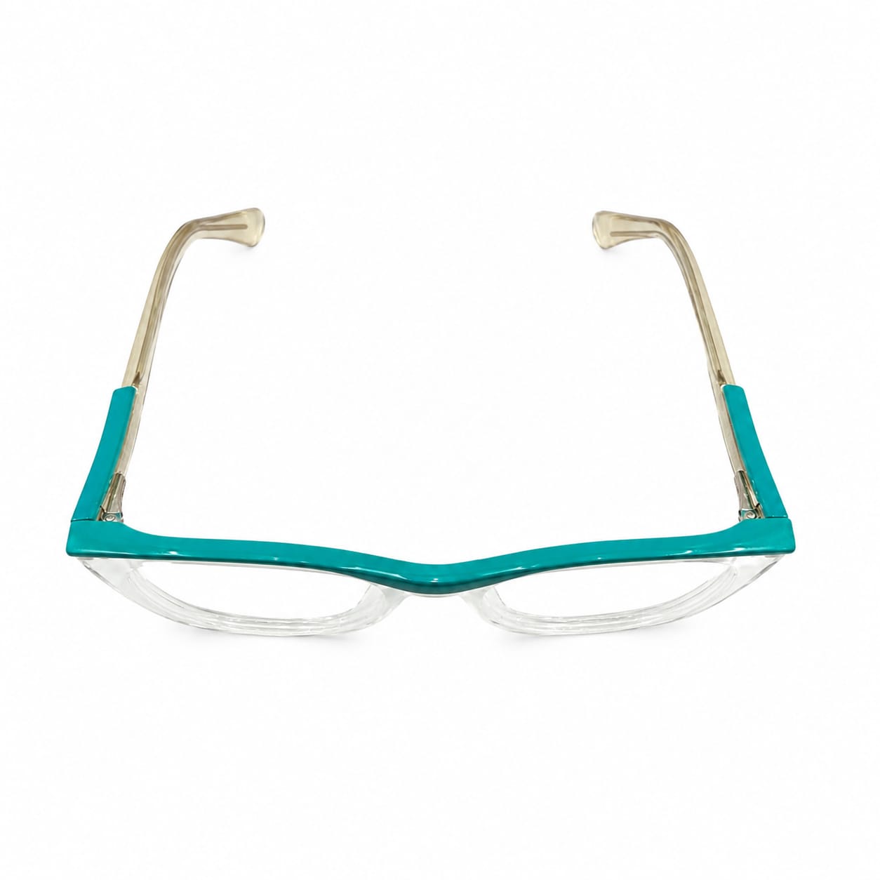 LUXURIOUS 82089 - OVERSIZE - CATEYE SQUARE - TRANSPARENT + SEA GREEN - METAL CORE INSERTED - WOMEN