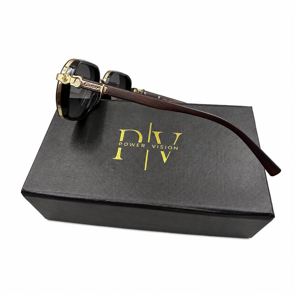 CR 23587 - DESIGNER - OCTAGON - GOLDEN BLACK - WALNUT WOOD BROWN - PREMIUM