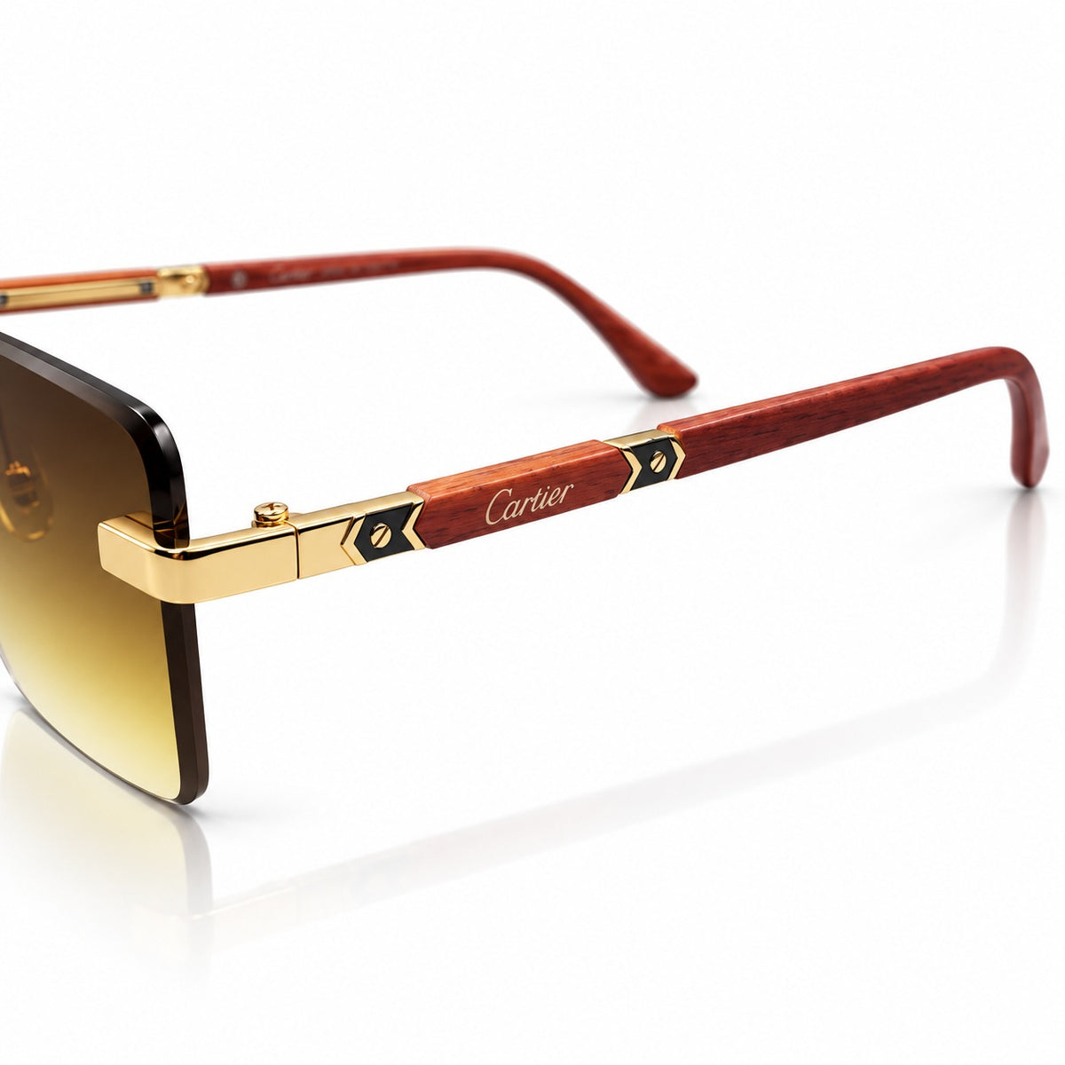 CR 3164 - SUNGLASS - RIMLESS - GOLDEN - WOOD - PREMIUM