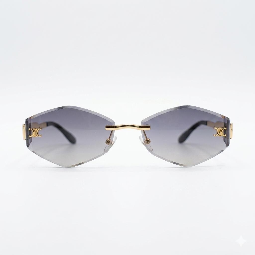 CELINE - GOLDEN - DIAMOND CUT - GREY DOUBLE SHADED - RIMLESS - FANCY - LADIES - UV PROTECTED