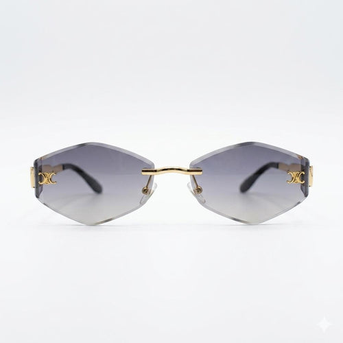 CELINE - GOLDEN - DIAMOND CUT - GREY DOUBLE SHADED - RIMLESS - FANCY - LADIES - UV PROTECTED