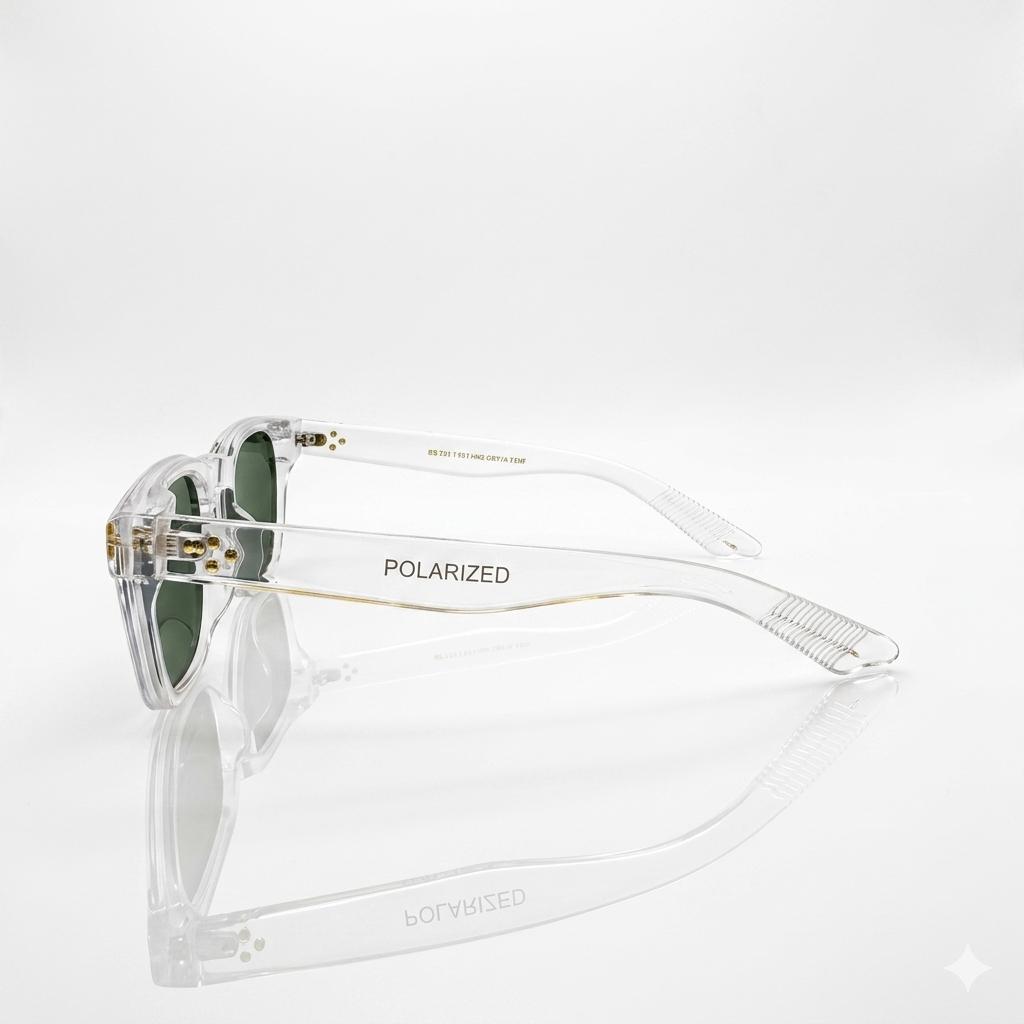 MOSCO 6812 - SUNGLASS - TRANSPARENT - GREEN - POLARISED - SQUARE