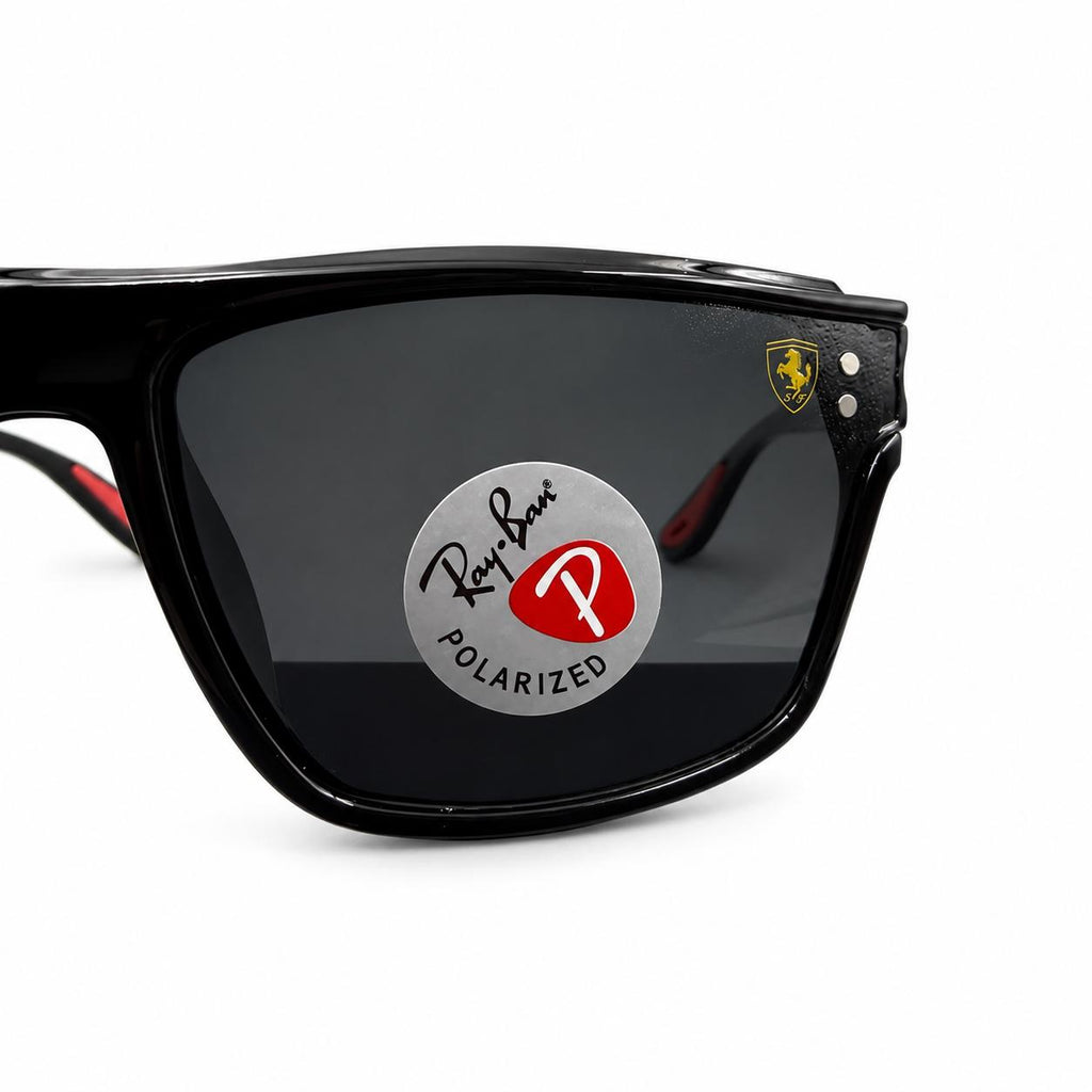 RB 3576 - FERRARI - BLACK - POLARISED - CURVED SQUARE - RB FERRARI LOGO - DURABLE - PREMIUM
