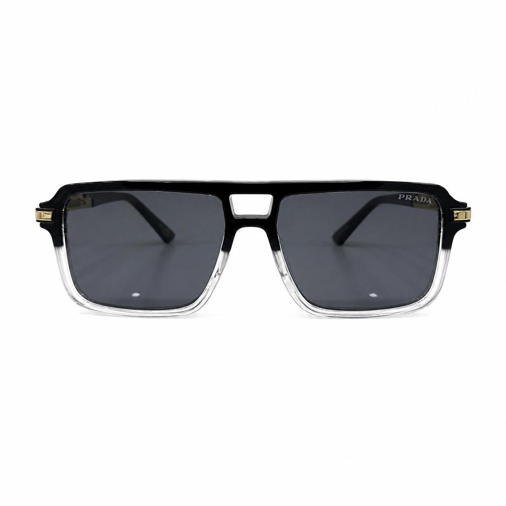 PR 98203 - SHADES - NAVIGATOR - DOUBLE BEAM - GLOSSY BLACK - TRANSPARENT - SPRING SIDES - QUALITY PREMIUM