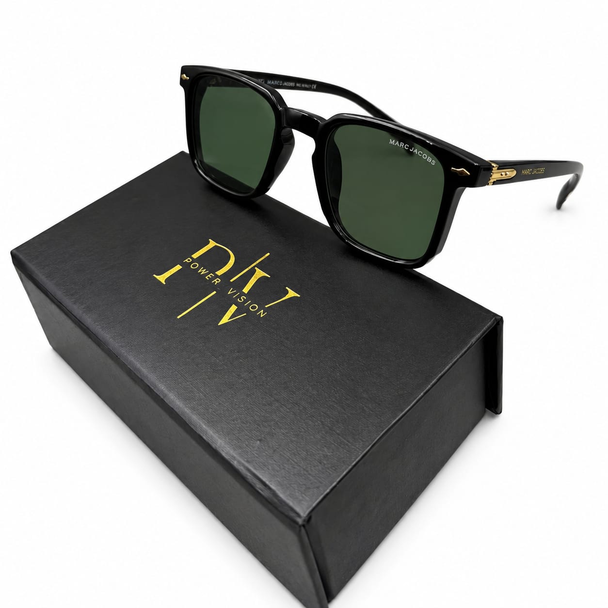 MJ 1124 - SHADES - SQUARE - BLACK - GREEN - SIDE DETAILING - PREMIUM