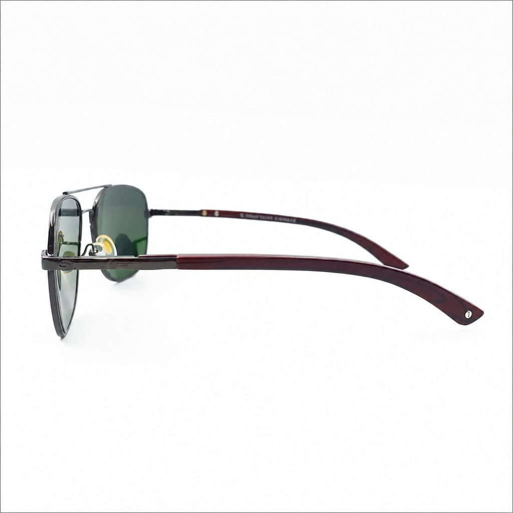 CR 200603 - SUNGLASS - GUN METALLIC - WOOD SIDES - PREMIUM GREEN - MEN