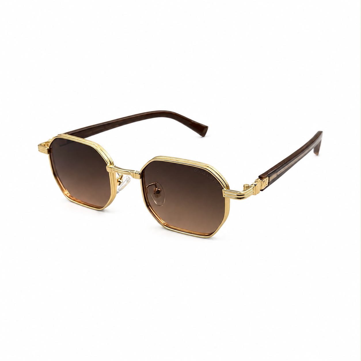 LV 2743 - SUNGLASS - OCTAGONAL - GOLDEN - BROWN GRADIENT - PREMIUM - WOMEN