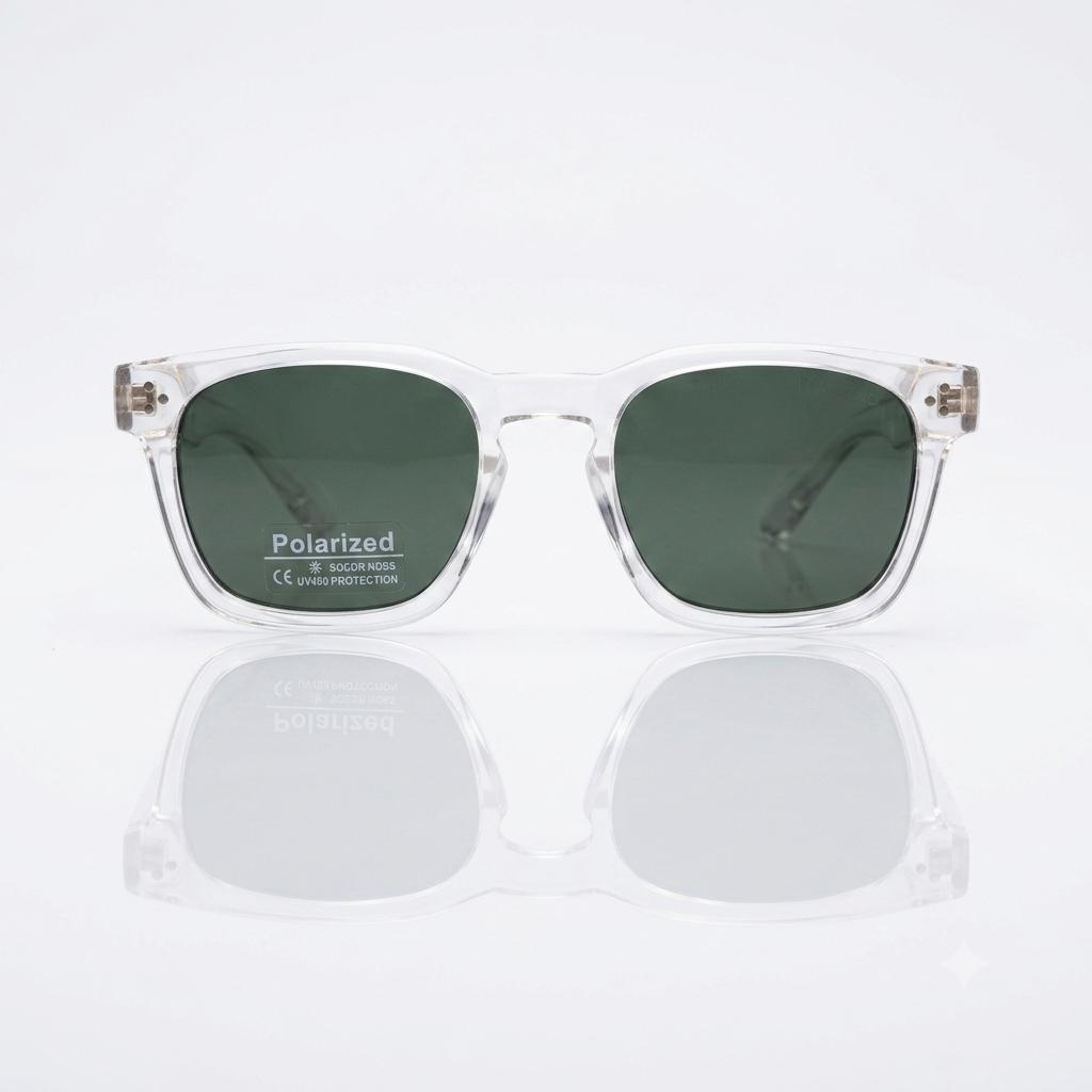 MOSCO 6812 - SUNGLASS - TRANSPARENT - GREEN - POLARISED - SQUARE