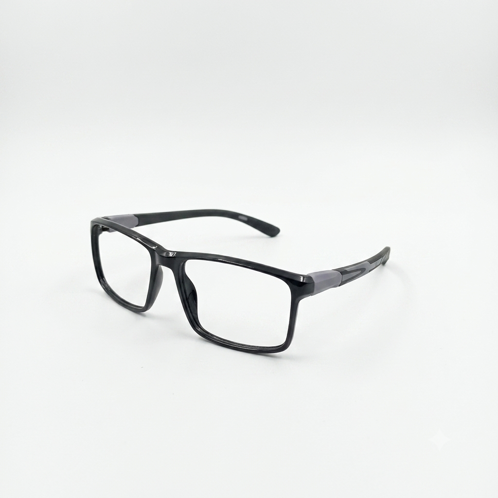 EYEWEAR - GENTS - OAKLEY STYLE - BLACK - GREY - FIBRE - FLEXIBLE - OVERSIZED