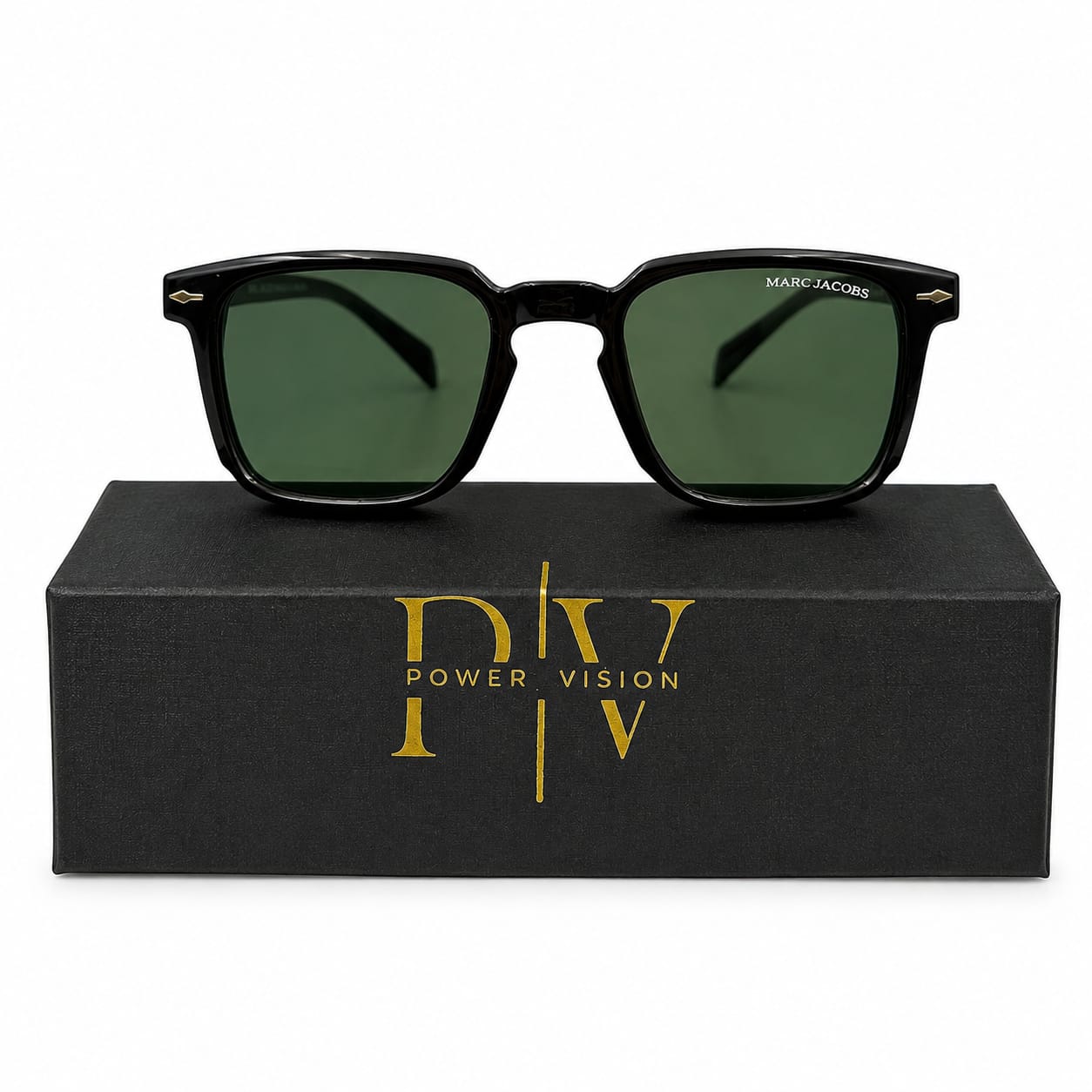 MJ 1124 - SHADES - SQUARE - BLACK - GREEN - SIDE DETAILING - PREMIUM