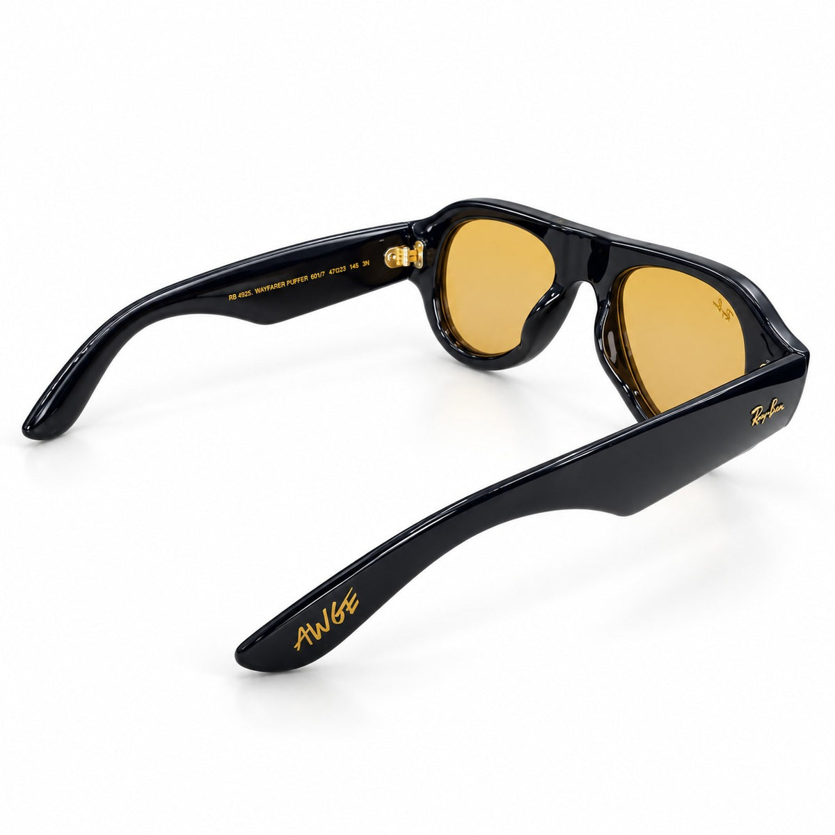 RB X AWGE 4925 - PUFFER - AVIATOR - BOLD - BLACK - WARM AMBER - ACETATE - HIGH QUALITY