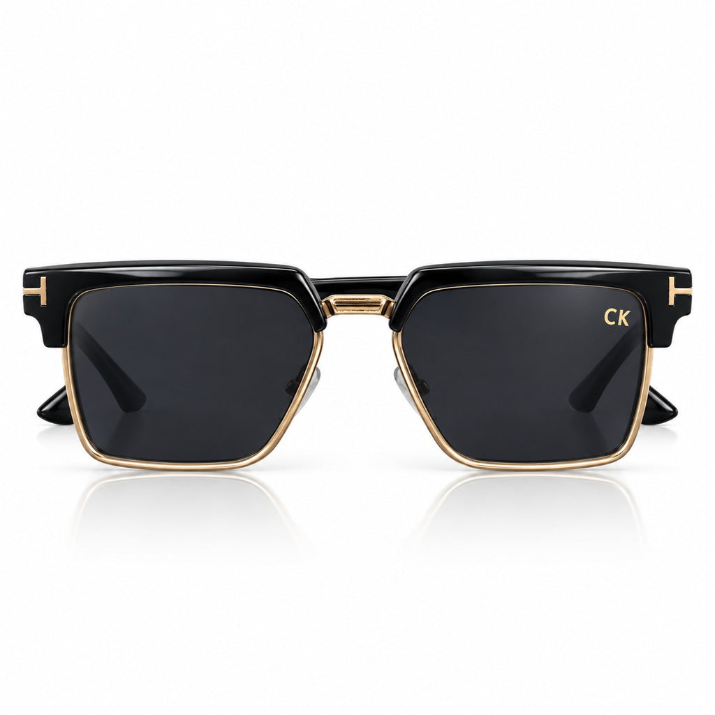 CK 9820 - SUNGLASS - CLUB MASTER SQUARE - BLACK GOLDEN - DESIGNER - PREMIUM QUALITY