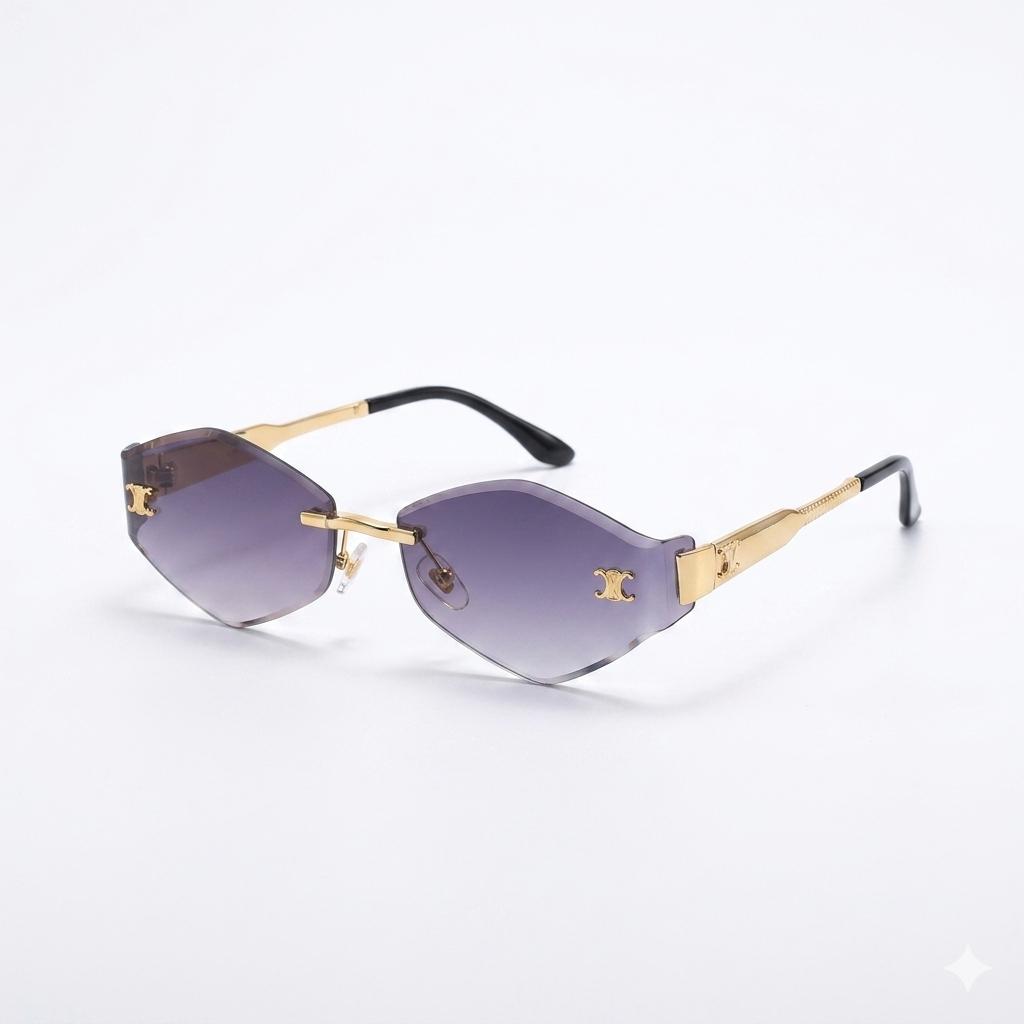 CELINE - GOLDEN - DIAMOND CUT - GREY DOUBLE SHADED - RIMLESS - FANCY - LADIES - UV PROTECTED