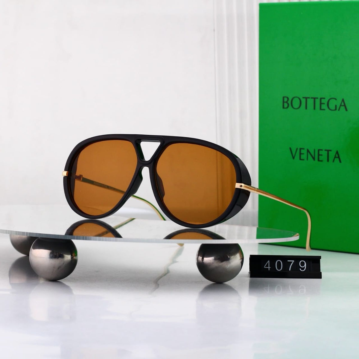 BOTTEGA VENETA - TRENDY - OVERSIZE - NAVIGATOR - AVIATOR - BLACK - GOLDEN - BROWN - QUALITY