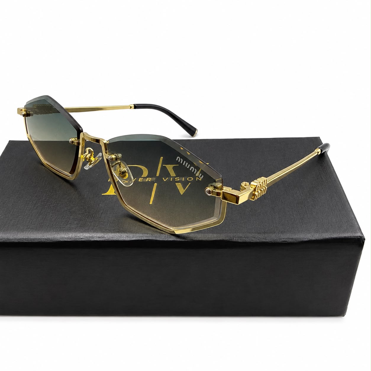 MIU MIU 1747 - GLAMOUR - HEXAGON - GOLD - GREY WARM TINT - PREMIUM - WOMEN