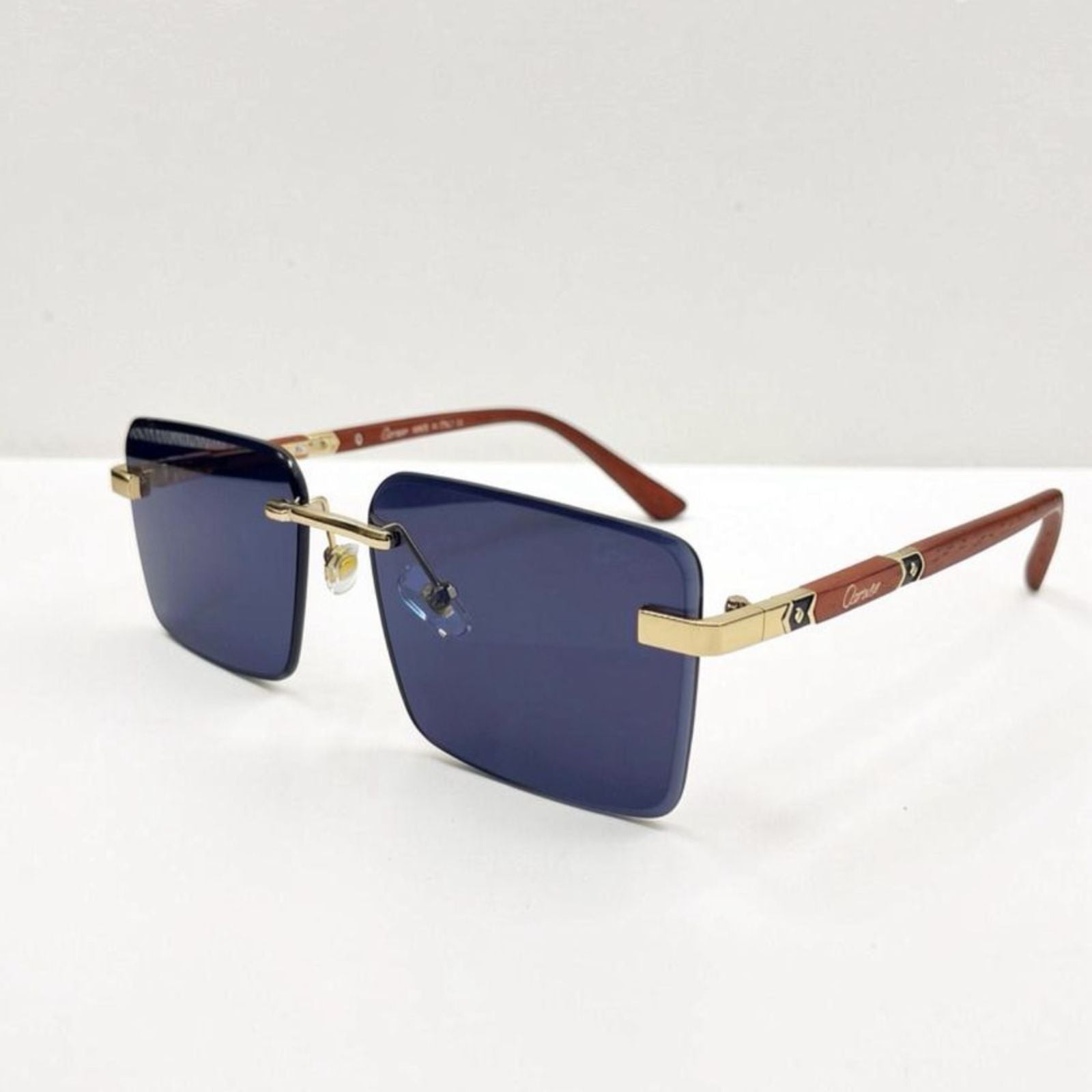 CR 3164 - SUNGLASS - RIMLESS - GOLDEN -BLACK - WOOD - PREMIUM