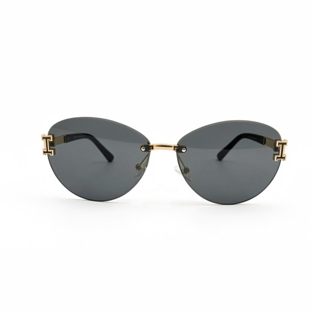 HM3301 - SUNGLASS - LADIES - ROUND CATEYE - GOLDEN - BLACK - PREMIUM