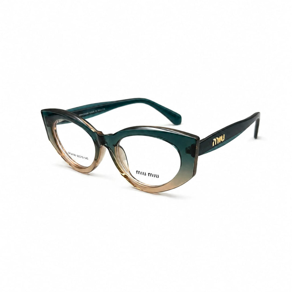 MIU MIU 24198 - BOLD - CATEYE - SEA GREEN - CHAMPAGNE - LADIES - QUALITY - PREMIUM