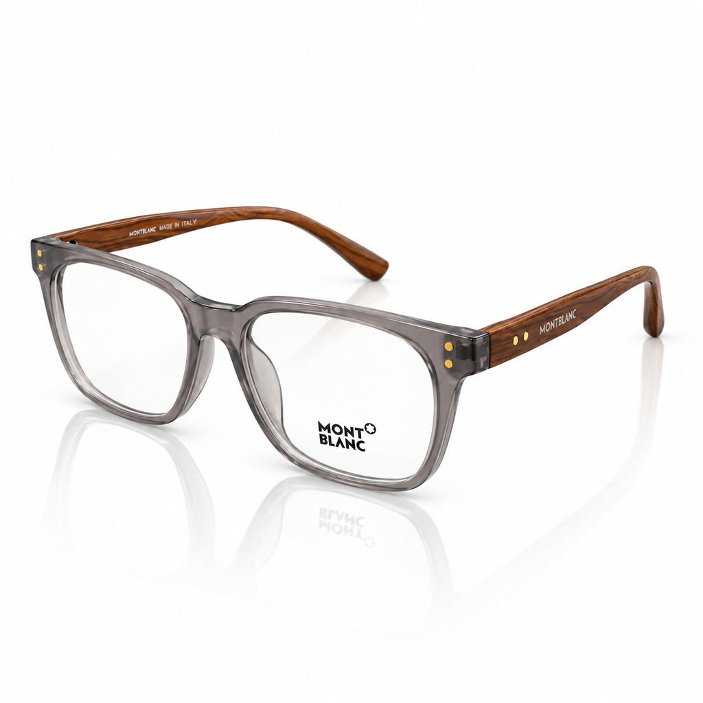 MONT BLANC 5181 - ROUND SQUARE - LIGHTWEIGHT - MATTE GREY - WOOD - UNISEX