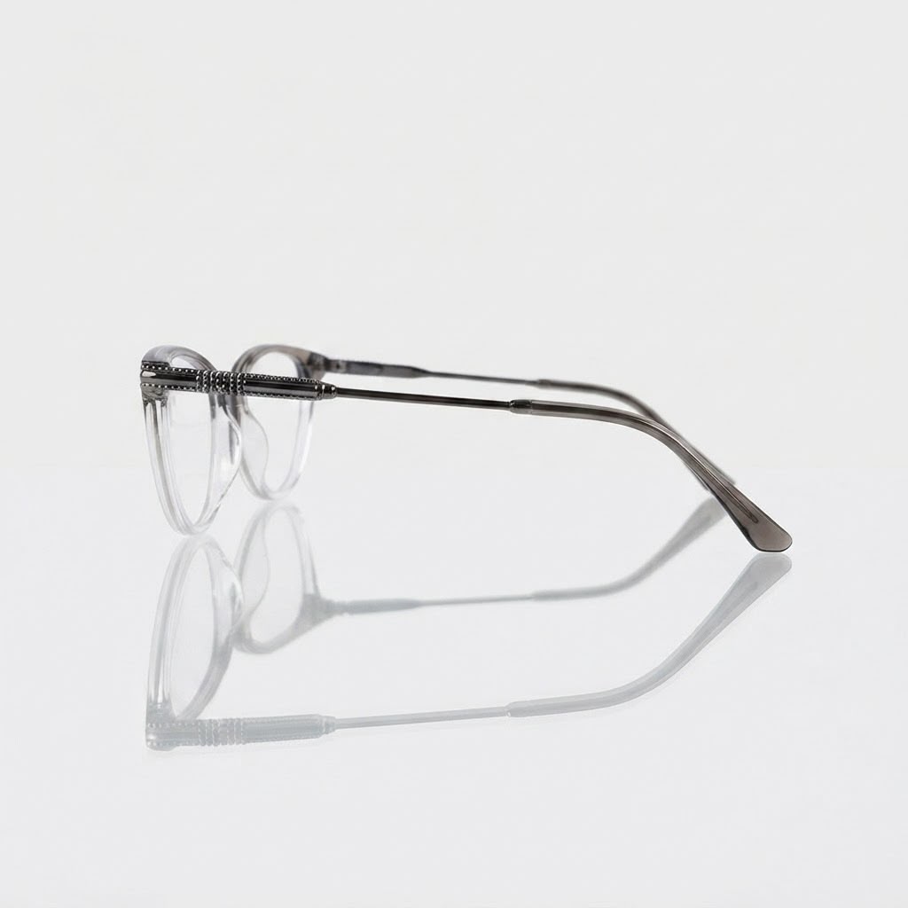 EYEGLASS 2002 - LADIES - TRENDY - CATEYE - GREY TRANSPARENT - FLEXIBLE - DAILYWEAR