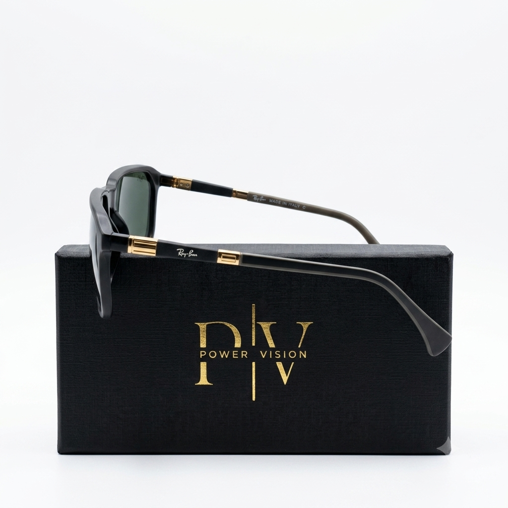 RB 91132 - SUNGLASS - CUT SQUARE - DIAMOND HARD - BLACK - FLEXIBLE FIBRE SIDES